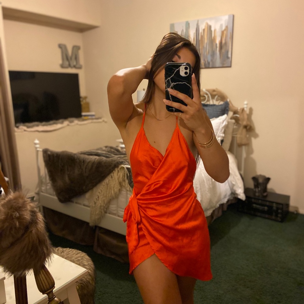 Orange Wrap Dress PLT